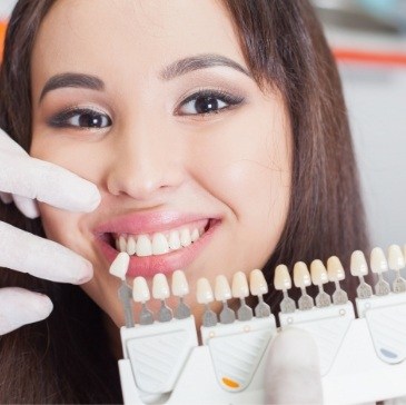 Young woman getting dental veneers from cosmetic dentist in Waco