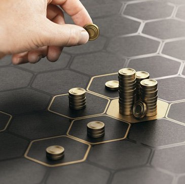 Coins arranged on hexagonal grid