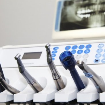 Row of dental instruments