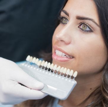 Dental patient trying on veneers