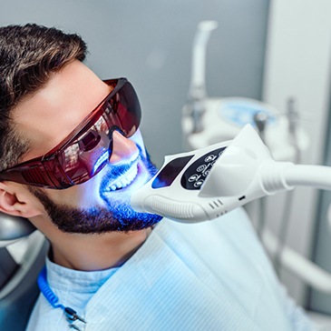 Man receiving teeth whitening treatment