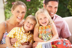Family with beautiful smiles thanks to their waco dentist